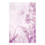Roxo bonito floral afligido e borboleta papéis personalizados