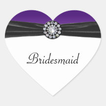 Roxo & branco com veludo preto & casamento de diam adesivo de coração