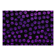 Roxo brilhante de Pawprints das patas do cão do br Impressão De Foto