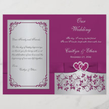Roxo, corações florais da prata que Wedding o prog Panfleto