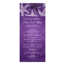 Roxo da estrela do mar do programa do casamento de convites personalizados
