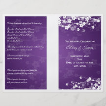 Roxo da flor de cerejeira do programa do casamento panfleto