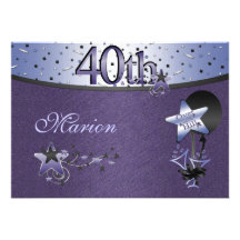 Roxo do partido de aniversário de 40 anos e convit