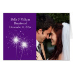 Roxo dos cartões de agradecimentos do casamento do
