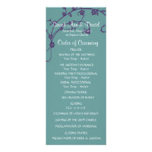 Roxo elegante & programa floral do casamento do re convite personalizado