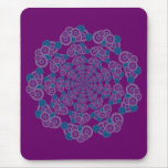 Roxo retro, Lilac & círculos azuis feitos sob enco Mousepads