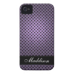 Roxo retro pontilhado polca iPhone 4 capa