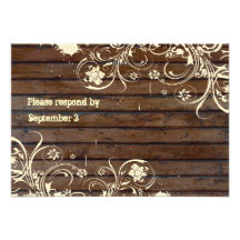 Rsvp de madeira velho com envelopes convite personalizados