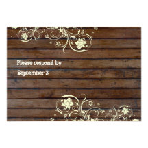 Rsvp de madeira velho com envelopes convite personalizados