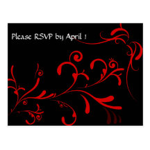 RSVP preto, acento vermelho Cartão Postal