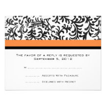 RSVP Wedding alaranjado e preto Convite