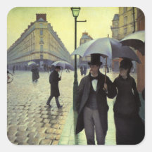 Rua de Paris, dia chuvoso por Gustave Caillebotte Adesivos Quadrados
