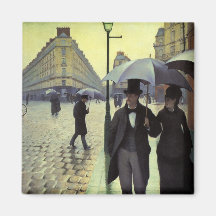 Rua de Paris, dia chuvoso por Gustave Caillebotte Imãs De Geladeira