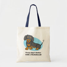 Saco bonito do Dachshund do cão dos desenhos anima Bolsa De Lona