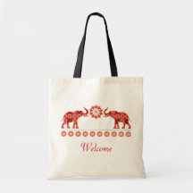 Saco ornamentado dos elefantes bolsa de lona
