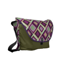 saco verde roxo do teste padrão quadrado abstrato  bolsas mensageiro