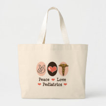Sacola do pediatra da pediatria do amor da paz bolsas de lona