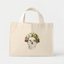 Sacola floral do crânio bolsa para compra