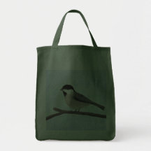 Sacola Preto-tampada aguarela do Chickadee Bolsa De Lona