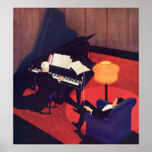 Sala de estar do jogador de piano do pianista do a posters