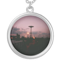Salto de pára-quedas, Coney Island no por do sol Colares Personalizados