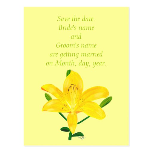 Salvar os cartão do casamento da data, amarelo lil cartao postal