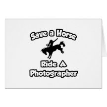 Salvar um cavalo. Monte um fotógrafo Cartões