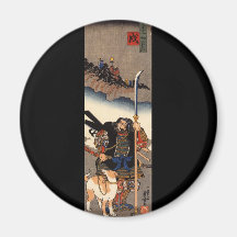 Samurai com seu cão, cerca de 1800's imãs