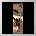 Samurai com seu cão, cerca de 1800's posteres