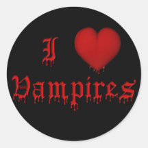 Sangue do gotejamento do KRW eu amo vampiros Adesivos Em Formato Redondos