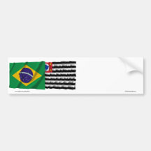 São Paulo & bandeiras de ondulação de Brasil Adesivo