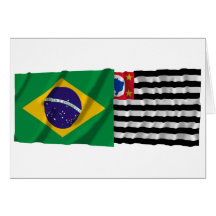 São Paulo & bandeiras de ondulação de Brasil Cartoes