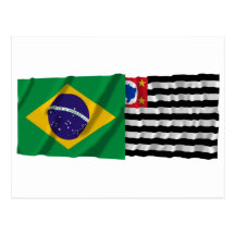 São Paulo & bandeiras de ondulação de Brasil Cartao Postal