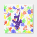 Saxofone jogado por um design roxo de duas mãos ima