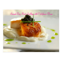 Scallops Seared do barco do dia com Califl… Cartões Postais