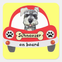 Schnauzer a bordo adesivos quadrados