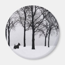Scottie em madeiras nevado imã