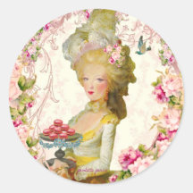 Selos de Macarons da primavera de Marie Antoinette Adesivos Em Formato Redondos