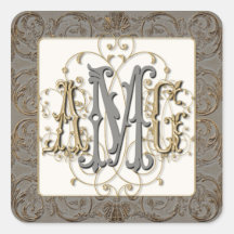 Selos Monogrammed barrocos Antiqued elegantes do o Adesivo