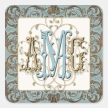 Selos Monogrammed barrocos Antiqued elegantes do o Adesivo