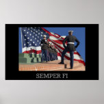 Semper Fi - Pelotão e bandeira do rifle Posters