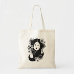 senhora de cabelo preta com flores & abelhas bolsas de lona