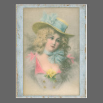 Senhora de Edwardian do vintage em Blue1900s cartões postais