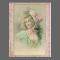 Senhora de Edwardian do vintage na ilustração cor- cartões postais