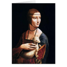 Senhora de Leonardo da Vinci com um arminho Cartao