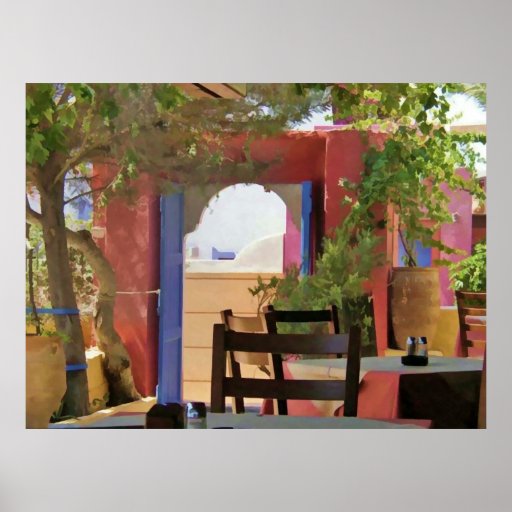 Sente & permaneça por algum tempo o grego Taverna Pôsteres
