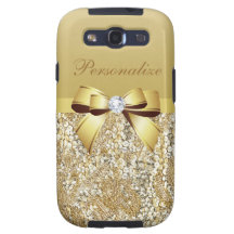 Sequins, arco & diamante do ouro personalizados samsung galaxy s3 capa