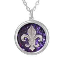 Sequins da flor de lis da jóia da faísca roxos pingente