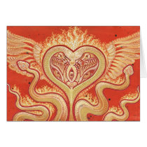 Seraphim (coração voado & cobras flamejantes) cartões