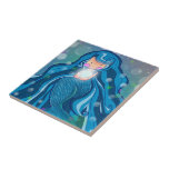 Sereia com a telha brilhante da pérola azulejos